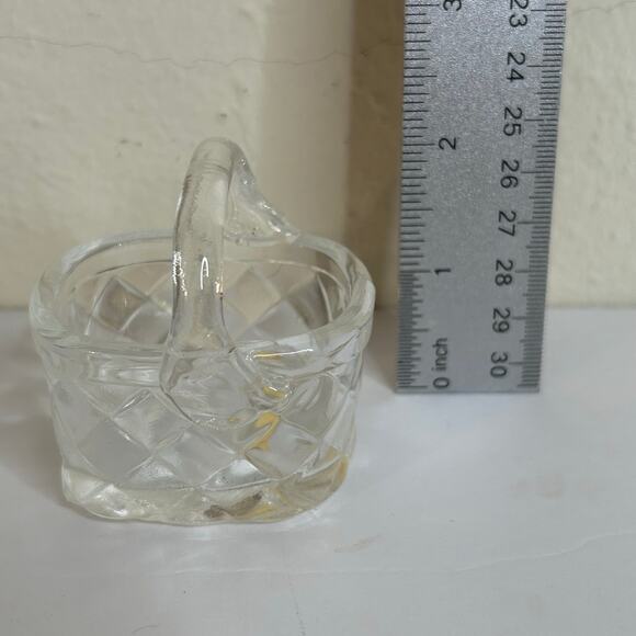 Vintage Midwest Importers Glass Mini Braided Design Basket Toothpick Holder - Picture 5 of 8